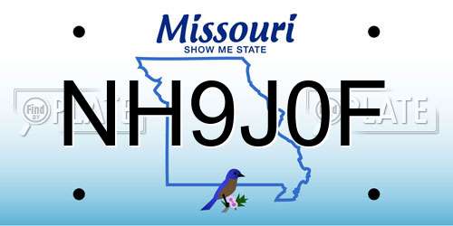 NH9J0F Missouri License Plate