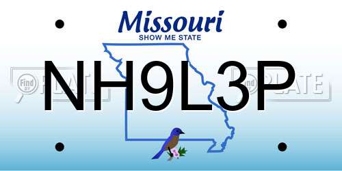 NH9L3P Missouri License Plate