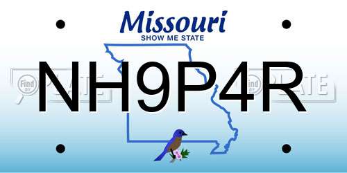 NH9P4R Missouri License Plate