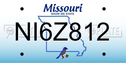 NI6Z812 Missouri License Plate