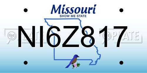 NI6Z817 Missouri License Plate