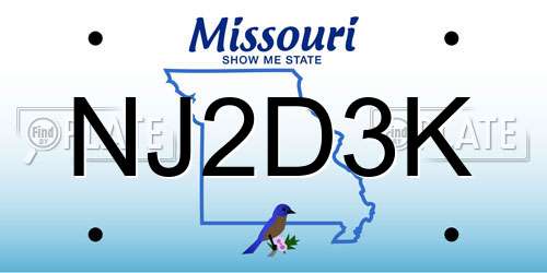NJ2D3K Missouri License Plate