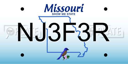 NJ3F3R Missouri License Plate
