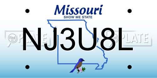NJ3U8L Missouri License Plate