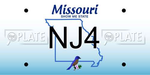 NJ4 Missouri License Plate