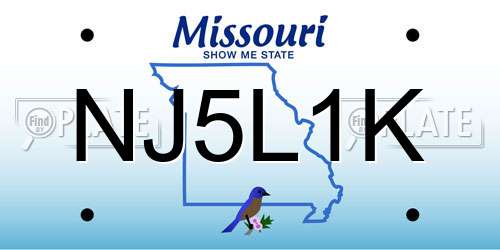 NJ5L1K Missouri License Plate