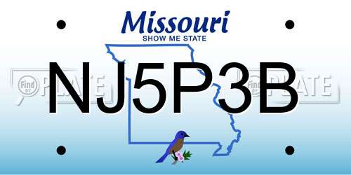 NJ5P3B Missouri License Plate