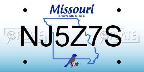 NJ5Z7S Missouri License Plate