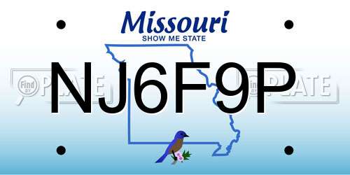 NJ6F9P Missouri License Plate