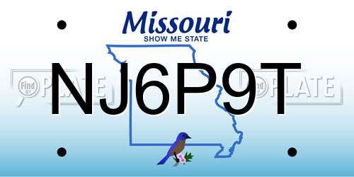 NJ6P9T Missouri License Plate