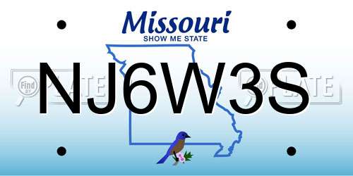 NJ6W3S Missouri License Plate