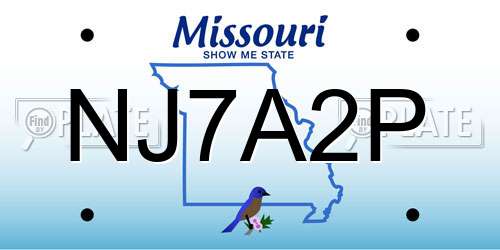 NJ7A2P Missouri License Plate