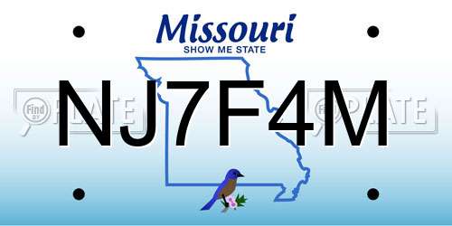 NJ7F4M Missouri License Plate