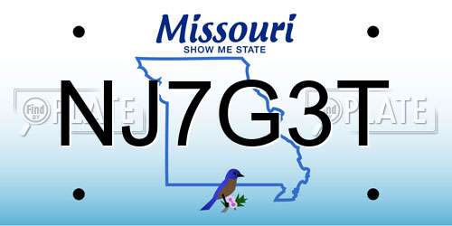 NJ7G3T Missouri License Plate