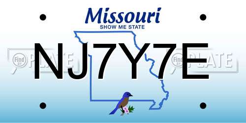 NJ7Y7E Missouri License Plate