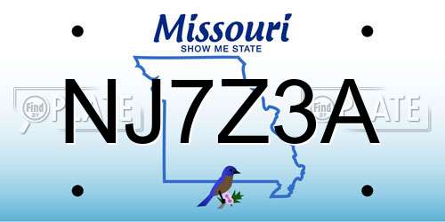 NJ7Z3A Missouri License Plate