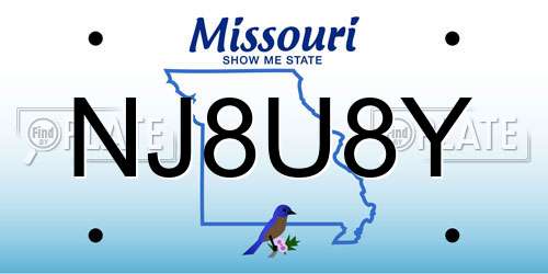 NJ8U8Y Missouri License Plate