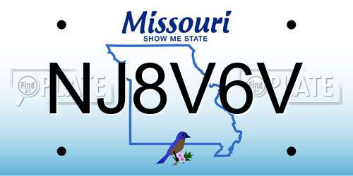 NJ8V6V Missouri License Plate