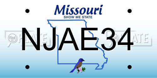 NJAE34 Missouri License Plate
