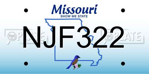 NJF322 Missouri License Plate