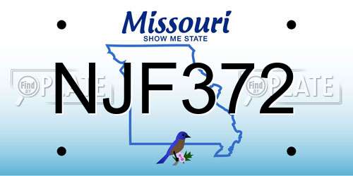 NJF372 Missouri License Plate
