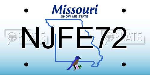 NJFE72 Missouri License Plate