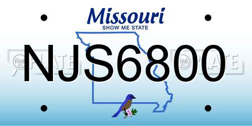 NJS6800 Missouri License Plate