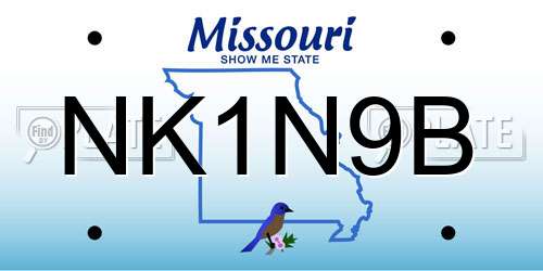 NK1N9B Missouri License Plate