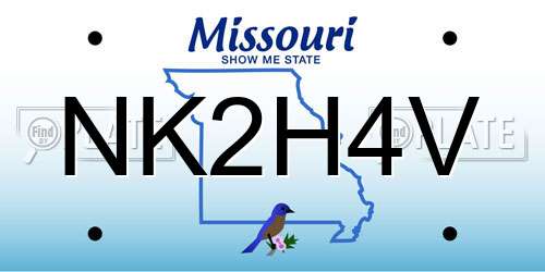 NK2H4V Missouri License Plate