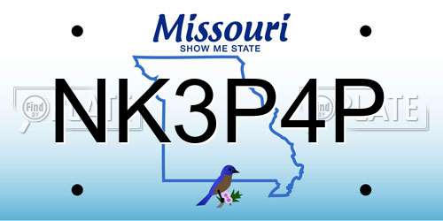 NK3P4P Missouri License Plate