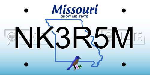 NK3R5M Missouri License Plate
