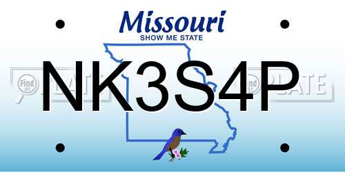 NK3S4P Missouri License Plate