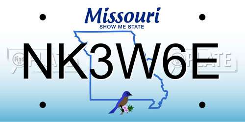 NK3W6E Missouri License Plate