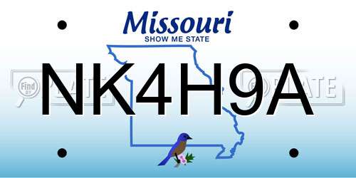 NK4H9A Missouri License Plate