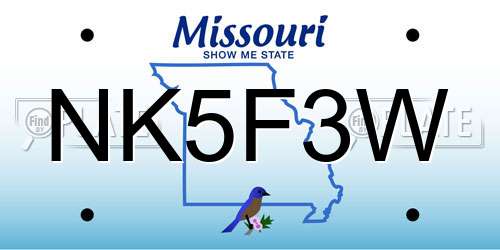 NK5F3W Missouri License Plate