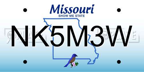 NK5M3W Missouri License Plate