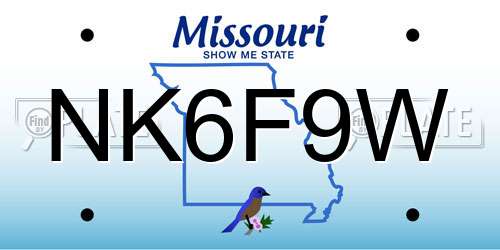 NK6F9W Missouri License Plate