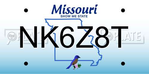 NK6Z8T Missouri License Plate