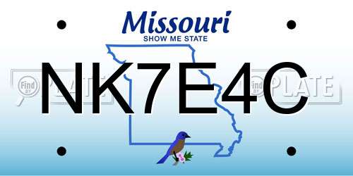 NK7E4C Missouri License Plate