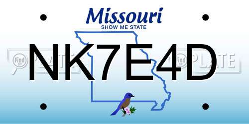 NK7E4D Missouri License Plate