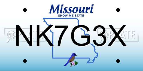 NK7G3X Missouri License Plate