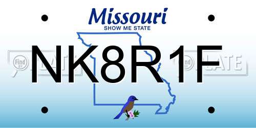 NK8R1F Missouri License Plate