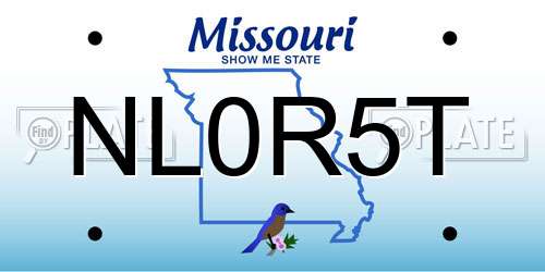 NL0R5T Missouri License Plate