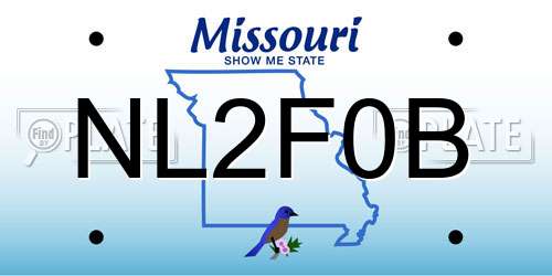 NL2F0B Missouri License Plate