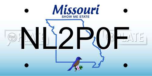 NL2P0F Missouri License Plate
