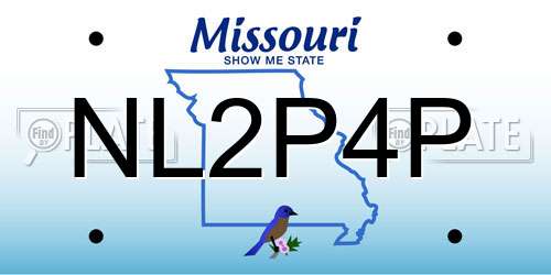 NL2P4P Missouri License Plate
