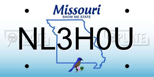 NL3H0U Missouri License Plate