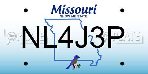 NL4J3P Missouri License Plate
