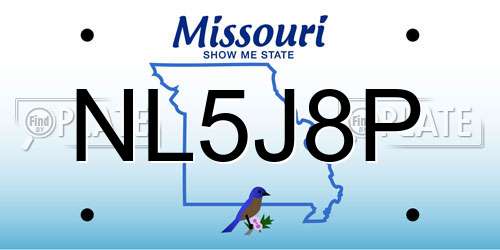NL5J8P Missouri License Plate