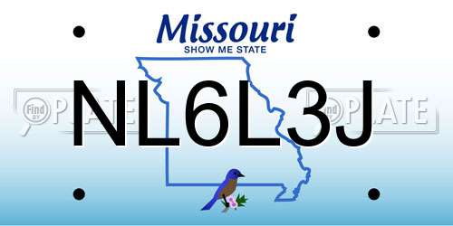 NL6L3J Missouri License Plate